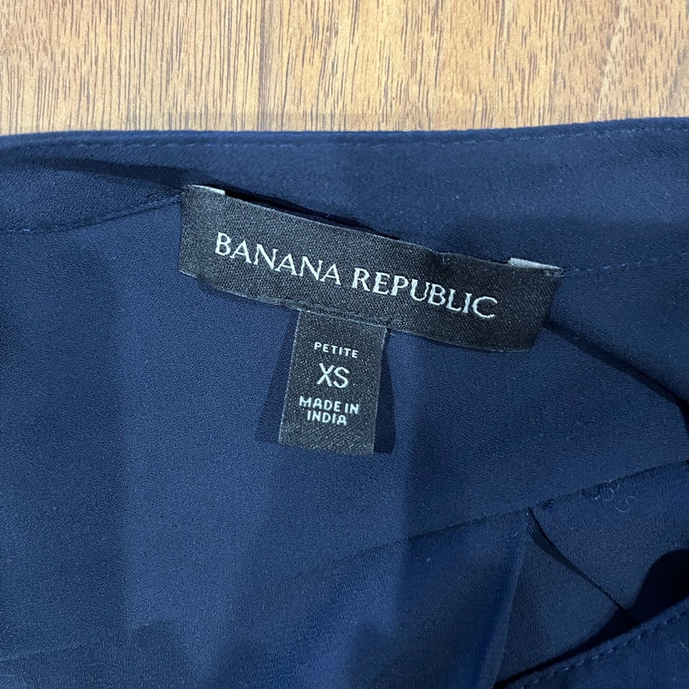 Banana Republic Navy Ruffle Front Blouse - Picture 3 of 3